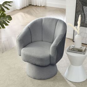 [Video]Welike 29 "W Petal Modern Contemporary Accent Lounge Swivel Chair with Deep Channel Tufting and Base; teddy fabric