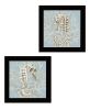 "Coral Seahorse Collection" 2-Piece Vignette By Cindy Jacobs; Ready to Hang Framed Print; Black Frame