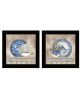 "The Farmhouse Blues Collection" 2-Piece Vignette By Linda Spivey; Ready to Hang Framed Print; Black Frame