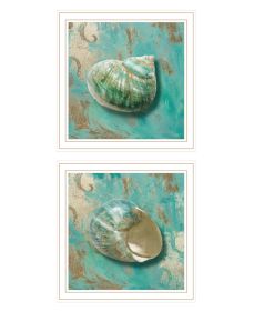 "Azurica I & Sea II" 2-Piece Vignette by Sophie 6; Ready to Hang Framed Print; White Frame