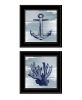 "The Beach Coastal Collection" 2-Piece Vignette By Bluebird Barn; Ready to Hang Framed Print; Black Frame