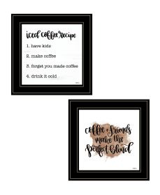 "Coffee & Friends Recipe" 2-Piece Vignette by Imperfect Dust; Ready to Hang Framed Print; Black Frame