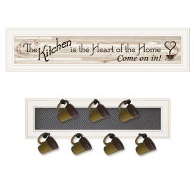 "Kitchen Print & Mug Rack" 2-Piece Vignette By Trendy Decor 4U; White Frame