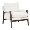 Mid-Century Modern Velvet Accent Chair; Leisure Chair with Solid Wood and Thick Seat Cushion for Living Room; Bedroom; Studio; White