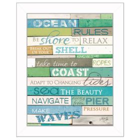 "Ocean Rules" By Marla Rae; Printed Wall Art; Ready To Hang Framed Poster; White Frame