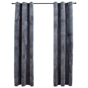 vidaXL Blackout Curtains with Rings 2 pcs Anthracite 37"x63" Velvet