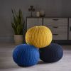 Christopher Knight Home Belle Knitted Cotton Pouf; Yellow