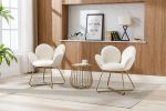COOLMORE Modern Velvet Accent Chair; Comfy Cute Upholstered Vanity Desk Chair w/Metal Legs; Soft Cushion; Armchair for Living Room 2PC/SET