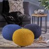 Christopher Knight Home Belle Knitted Cotton Pouf; Yellow