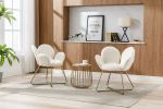 COOLMORE Modern Velvet Accent Chair; Comfy Cute Upholstered Vanity Desk Chair w/Metal Legs; Soft Cushion; Armchair for Living Room 2PC/SET