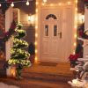 4FT Pre-lit Spiral Snowy Artificial Christmas Entrance Tree w/ Retro Urn Base