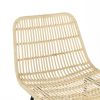 Set of 2; Natural Rattan Indoor Counter Chair ; Black Finish Steel legs; Natural (17.5"x20"x34")
