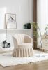 Linen Fabric Accent Swivel Chair Auditorium Chair With Pleated Skirt For Living Room Bedroom Auditorium; Beige