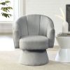 [Video]Welike 29 "W Petal Modern Contemporary Accent Lounge Swivel Chair with Deep Channel Tufting and Base; teddy fabric