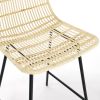 Set of 2; Natural Rattan Indoor Counter Chair ; Black Finish Steel legs; Natural (17.5"x20"x34")