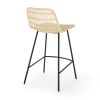 Set of 2; Natural Rattan Indoor Counter Chair ; Black Finish Steel legs; Natural (17.5"x20"x34")