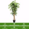5 Ft Artificial Plant Bamboo Silk Tree Green Indoor-Outdoor Home Decorative Planter