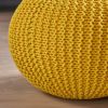 Christopher Knight Home Belle Knitted Cotton Pouf; Yellow