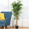 5 Ft Artificial Plant Bamboo Silk Tree Green Indoor-Outdoor Home Decorative Planter