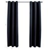 vidaXL Blackout Curtains with Rings 2 pcs Black 37"x63" Fabric