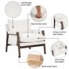 Mid-Century Modern Velvet Accent Chair; Leisure Chair with Solid Wood and Thick Seat Cushion for Living Room; Bedroom; Studio; White