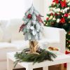 19" Snow Flocked Tabletop Christmas Pine Tree w/Pine Cones & Red Berrie