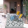 High Quality Plastic Straw Reversible Outdoor Rugs Waterproof Rhombus Carpet for RV;  Patio;  Deck;  Camping 6' x 9' Aqua