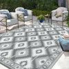 High Quality Plastic Straw Reversible Outdoor Rugs Waterproof Rhombus Carpet for RV;  Patio;  Deck;  Camping 6' x 9' Aqua