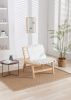 COOLMORE Solid Wood Frame Chair With White Wool Carpet. Modern Accent Chair Lounge Chair for Living Room