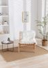 COOLMORE Solid Wood Frame Chair With White Wool Carpet. Modern Accent Chair Lounge Chair for Living Room