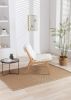 COOLMORE Solid Wood Frame Chair With White Wool Carpet. Modern Accent Chair Lounge Chair for Living Room