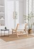 COOLMORE Solid Wood Frame Chair With White Wool Carpet. Modern Accent Chair Lounge Chair for Living Room